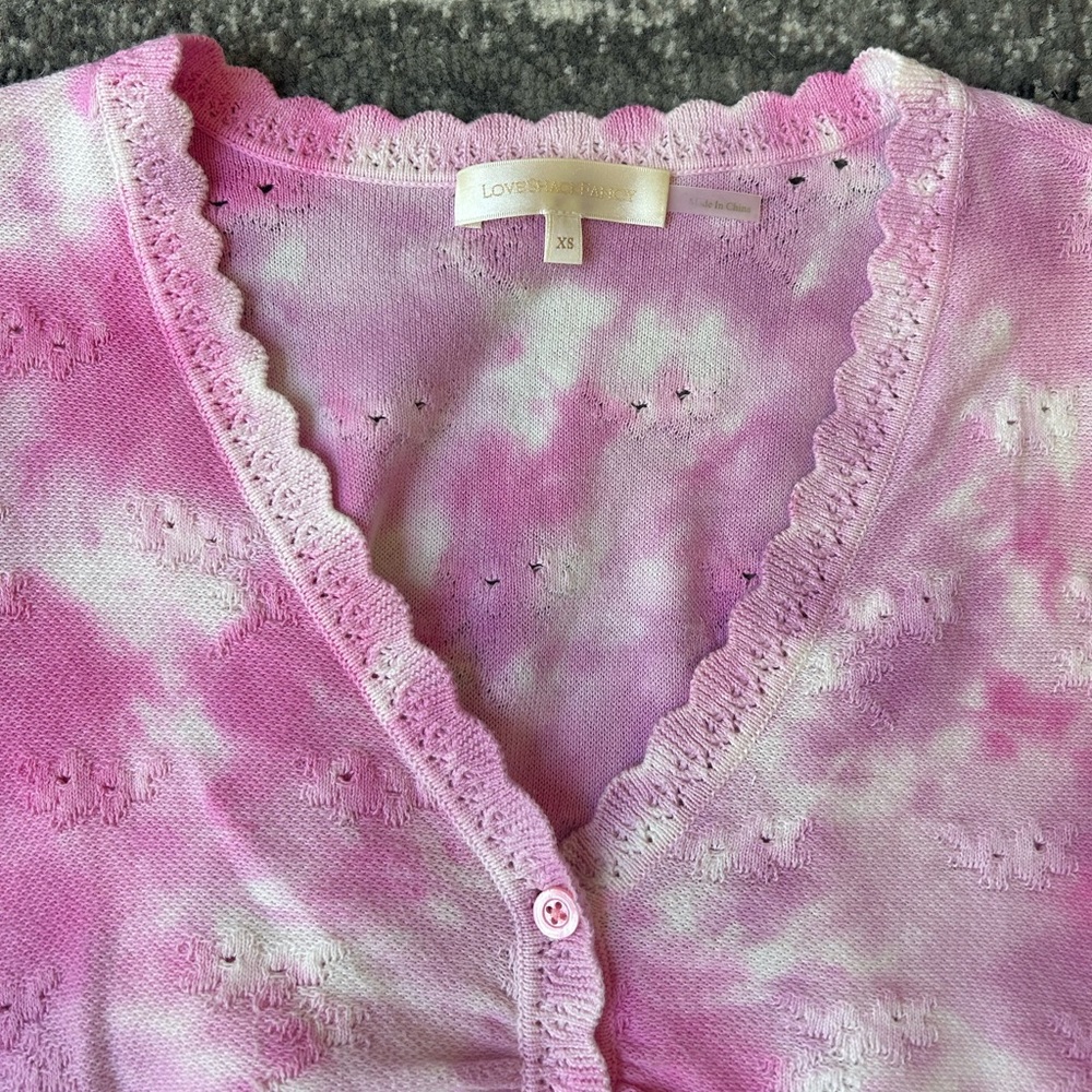 LOVE SHACK FANCY Aldridge Tie-Dye Pointelle Cardigan - Picture 7 of 10